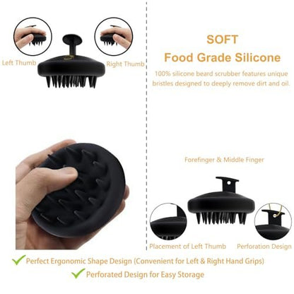 YEALIR Silicone Beard Brush for Men - Deep Cleansing & Exfoliating Scrubber for Healthy Beard Growth, Eco-Friendly & Reusable (Black)