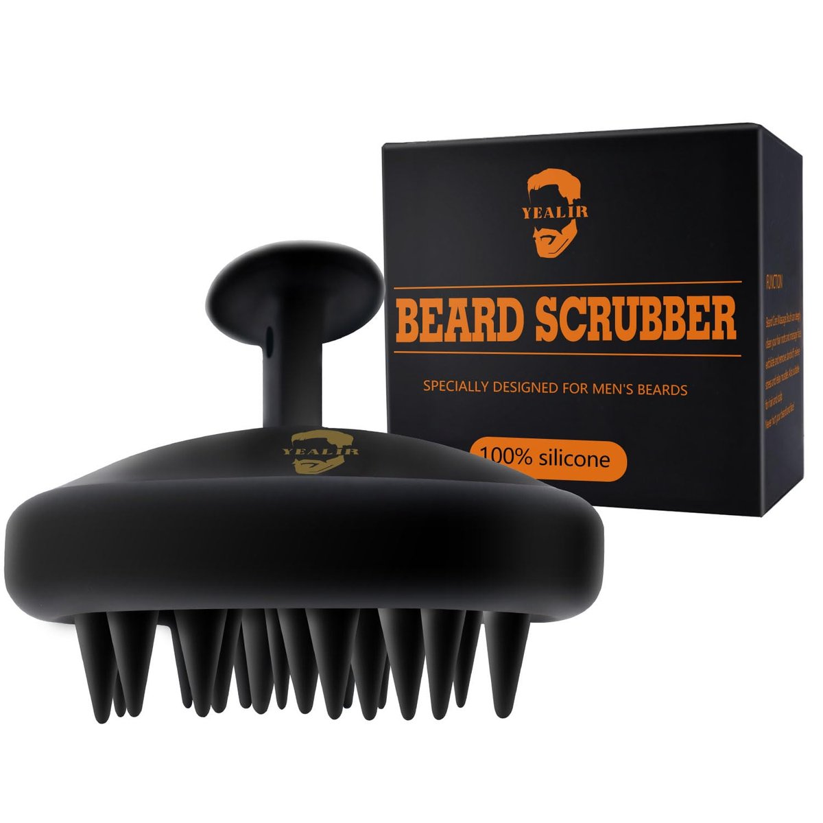 YEALIR Silicone Beard Brush for Men - Deep Cleansing & Exfoliating Scrubber for Healthy Beard Growth, Eco-Friendly & Reusable (Black) - görsel 2