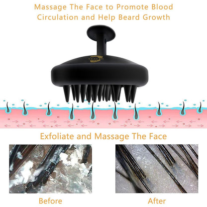 YEALIR Silicone Beard Brush for Men - Deep Cleansing & Exfoliating Scrubber for Healthy Beard Growth, Eco-Friendly & Reusable (Black)