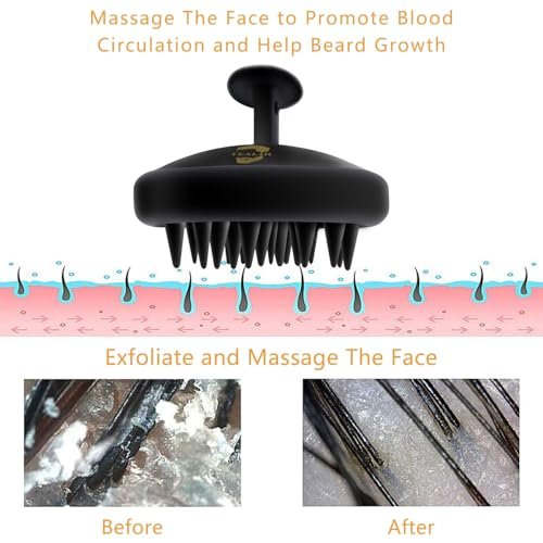 YEALIR Silicone Beard Brush for Men - Deep Cleansing & Exfoliating Scrubber for Healthy Beard Growth, Eco-Friendly & Reusable (Black) - görsel 3