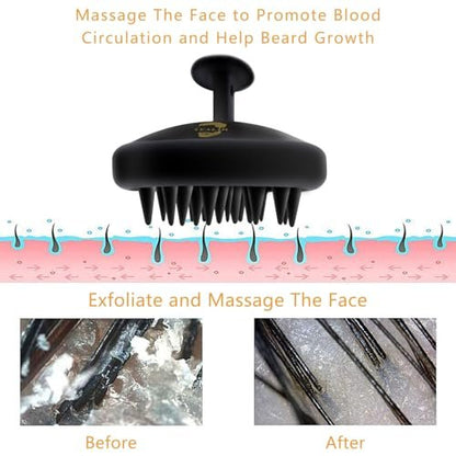 YEALIR Silicone Beard Brush for Men - Deep Cleansing & Exfoliating Scrubber for Healthy Beard Growth, Eco-Friendly & Reusable (Black)