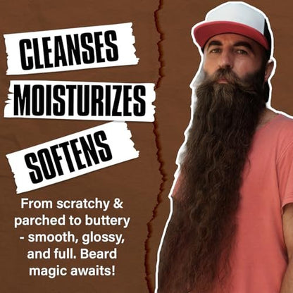 Beard Wash and Conditioner & Silicone Beard Brush Set with Argan & Jojoba Oils – Reduces Itch, Dandruff, Softens & Strengthens – 2 x 4 Fl Oz (120ml) Avelisse