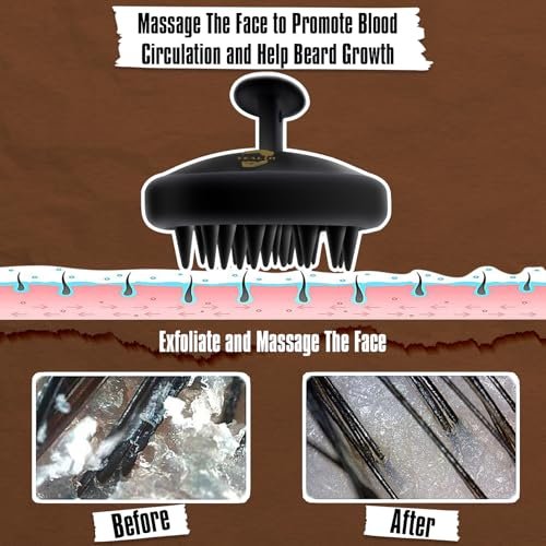 Beard Wash and Conditioner & Silicone Beard Brush Set with Argan & Jojoba Oils – Reduces Itch, Dandruff, Softens & Strengthens – 2 x 4 Fl Oz (120ml) Avelisse