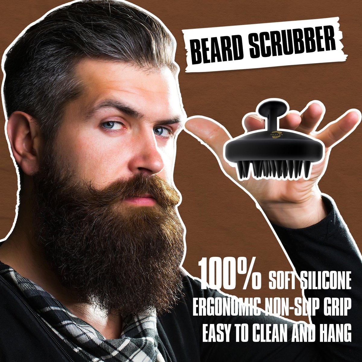 Beard Wash and Conditioner & Silicone Beard Brush Set with Argan & Jojoba Oils – Reduces Itch, Dandruff, Softens & Strengthens – 2 x 4 Fl Oz (120ml) Avelisse