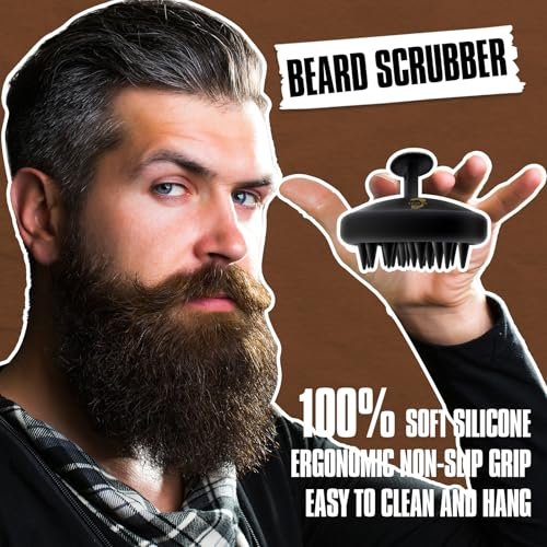 Beard Wash and Conditioner & Silicone Beard Brush Set with Argan & Jojoba Oils – Reduces Itch, Dandruff, Softens & Strengthens – 2 x 4 Fl Oz (120ml) Avelisse