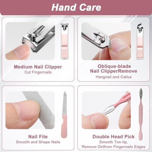 WOXVM Premium Manicure Set - 7 in 1 Professional Nail Clippers Scissors Pedicure Kit, Stainless Steel Cuticle Nail Care Tools with Travel Case, Portable Grooming Kit Gift for Women - görsel 8