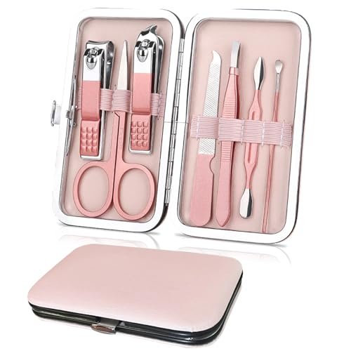 WOXVM Premium Manicure Set - 7 in 1 Professional Nail Clippers Scissors Pedicure Kit, Stainless Steel Cuticle Nail Care Tools with Travel Case, Portable Grooming Kit Gift for Women - görsel 2