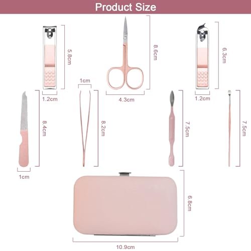 WOXVM Premium Manicure Set - 7 in 1 Professional Nail Clippers Scissors Pedicure Kit, Stainless Steel Cuticle Nail Care Tools with Travel Case, Portable Grooming Kit Gift for Women - görsel 4