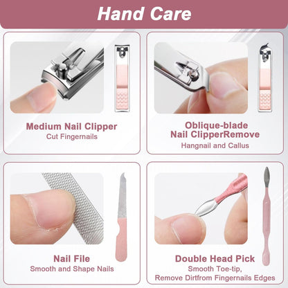 WOXVM Premium Manicure Set - 7 in 1 Professional Nail Clippers Scissors Pedicure Kit, Stainless Steel Cuticle Nail Care Tools with Travel Case, Portable Grooming Kit Gift for Women