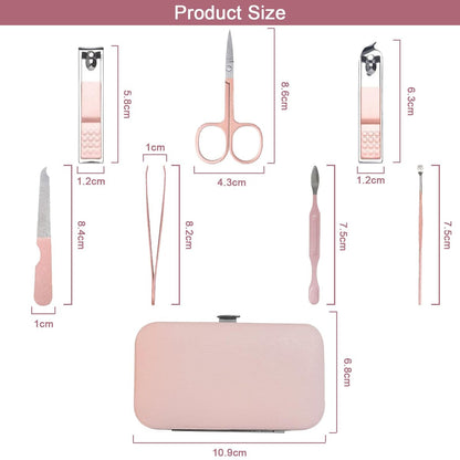 WOXVM Premium Manicure Set - 7 in 1 Professional Nail Clippers Scissors Pedicure Kit, Stainless Steel Cuticle Nail Care Tools with Travel Case, Portable Grooming Kit Gift for Women