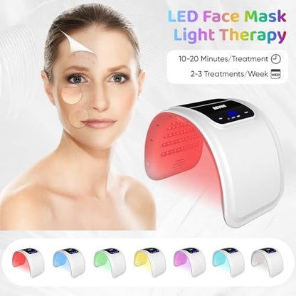 Beuwe LED Face Mask for Light Therapy – Red & Blue Light Rejuvenation Mask for Face, Neck, Hands, and Body – At-Home SPA Skincare Device Avelisse