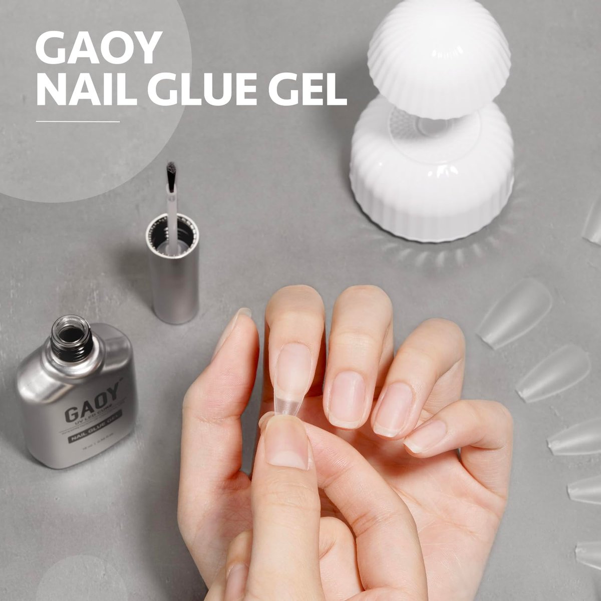 GAOY Gel Top Coat and Nail Glue Gel Set - 2 Pack 16ml Clear Glossy No Wipe Combo for UV Light Cure - görsel 7