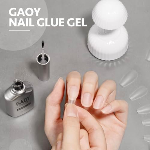 GAOY Gel Top Coat and Nail Glue Gel Set - 2 Pack 16ml Clear Glossy No Wipe Combo for UV Light Cure - görsel 8