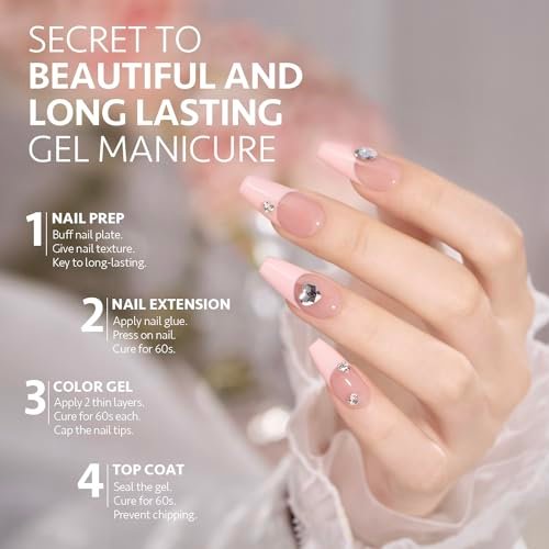 GAOY Gel Top Coat and Nail Glue Gel Set - 2 Pack 16ml Clear Glossy No Wipe Combo for UV Light Cure - görsel 10