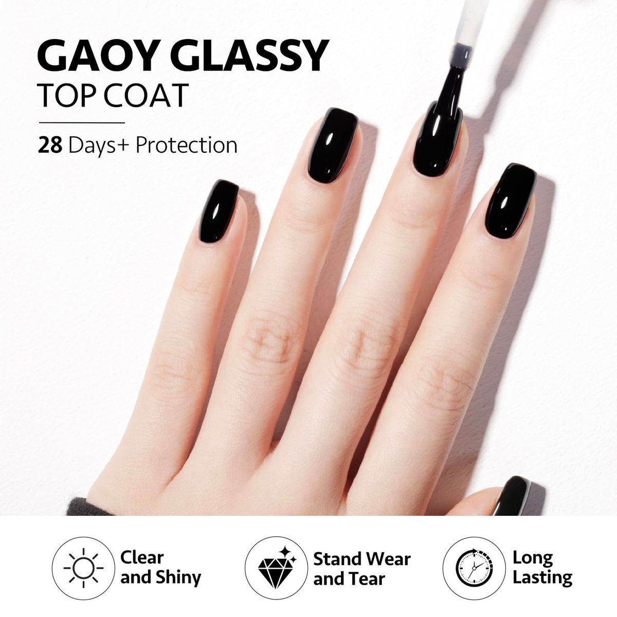 GAOY Gel Top Coat and Nail Glue Gel Set - 2 Pack 16ml Clear Glossy No Wipe Combo for UV Light Cure - görsel 5