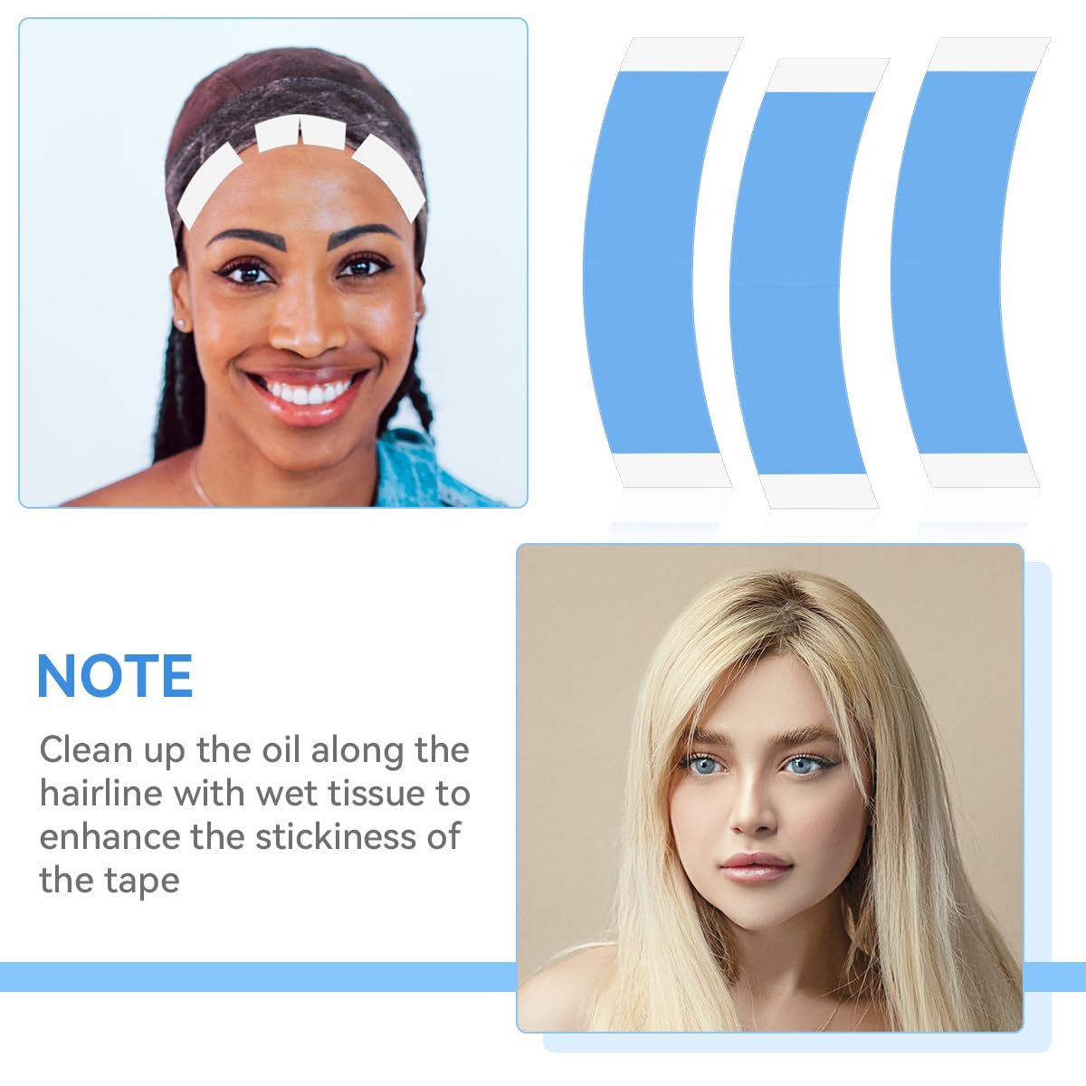 Tenalleys 36-Pack Blue Wig Tapes for Lace Wigs – Double Sided Waterproof Invisible Adhesive Tape Strips for Toupee & Lace Front Wig - görsel 13