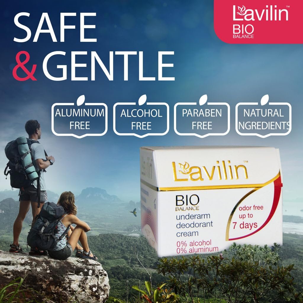 Lavilin Bio Balance Underarm Deodorant Cream – Up to 7 Days Odor Free, 2-Pack (0.34 Fl Oz Each) Avelisse