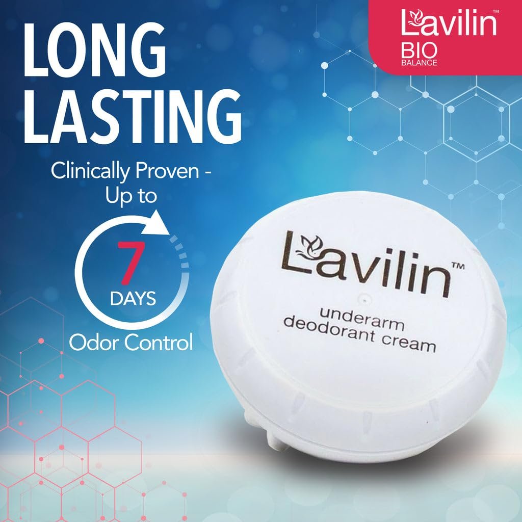 Lavilin Bio Balance Underarm Deodorant Cream – Up to 7 Days Odor Free, 2-Pack (0.34 Fl Oz Each) Avelisse