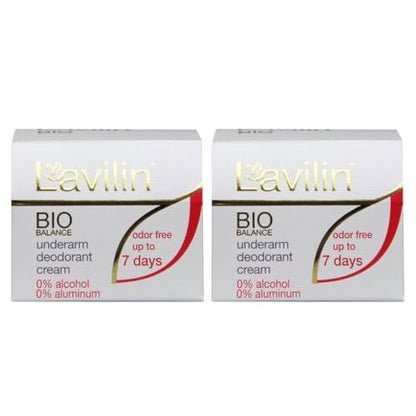 Lavilin Bio Balance Underarm Deodorant Cream – Up to 7 Days Odor Free, 2-Pack (0.34 Fl Oz Each) Avelisse