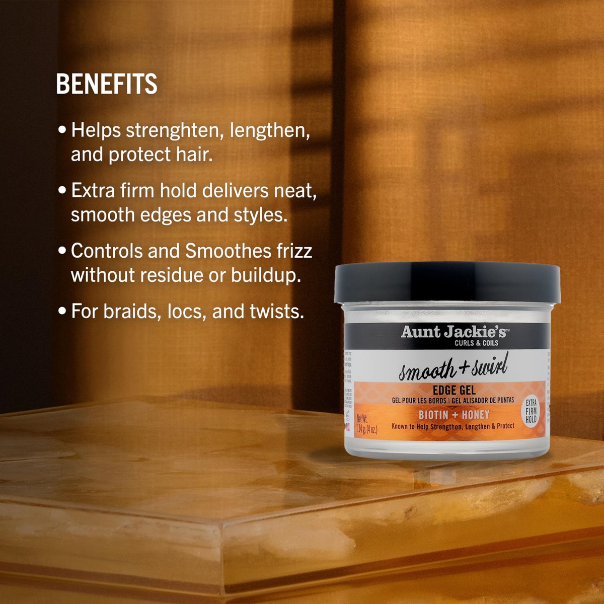Aunt Jackie's Award-Winning Braid + Twist Collection Smooth + Swirl Edge Gel with Extra Firm Hold, 4oz - görsel 5