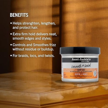Aunt Jackie's Award-Winning Braid + Twist Collection Smooth + Swirl Edge Gel with Extra Firm Hold, 4oz