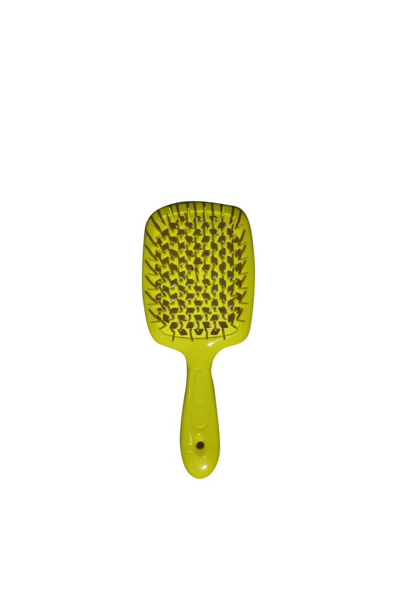 Janeke Superbrush Neon Yellow - Professional Hair Brush for Detangling and Styling - görsel 1