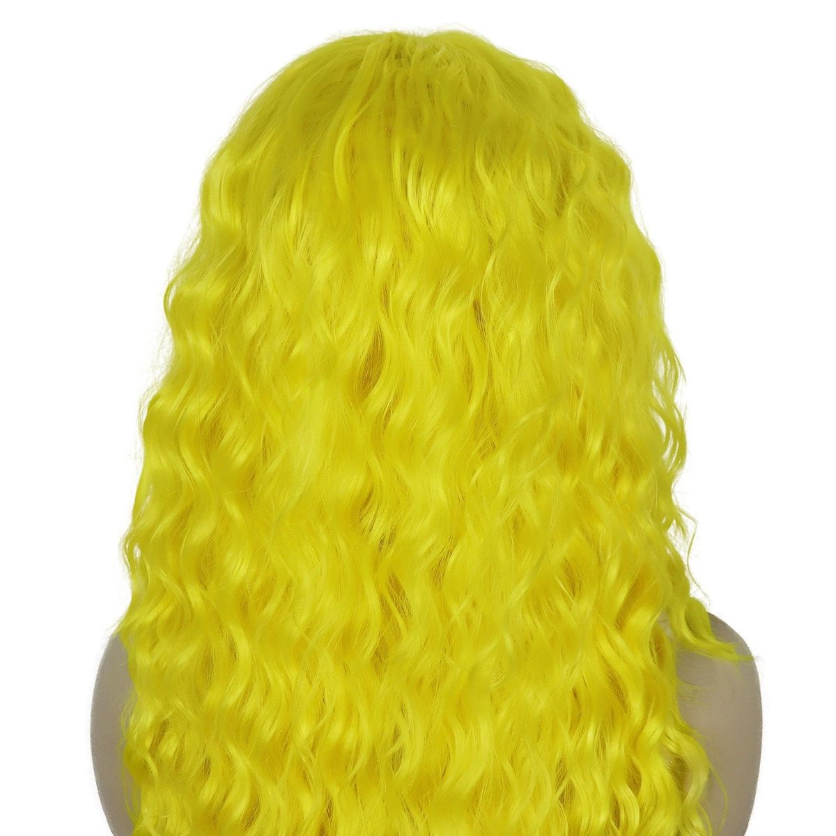 GNIMEGIL 28 Inch Yellow Long Curly Wavy Wig - Lemon Meringue Color, Free Part Hairline, High Temperature Fiber, Perfect for Halloween Smurfette Costume Cosplay - görsel 11