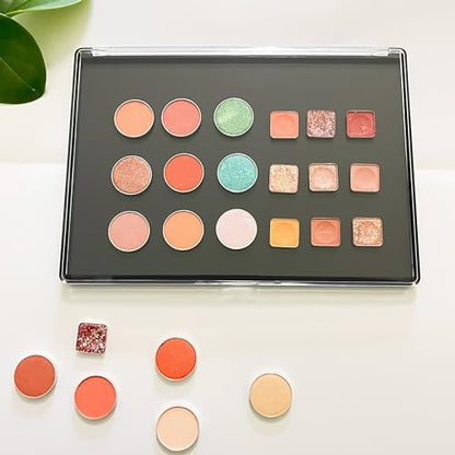 UDTIP 2 Pack XL Large Magnetic Makeup Palette with Clear Top - Empty Cosmetics Storage Box with 40pcs Metal Stickers for DIY Eyeshadow, Lipstick, Blush Powder (9.25" x 6.57") Avelisse