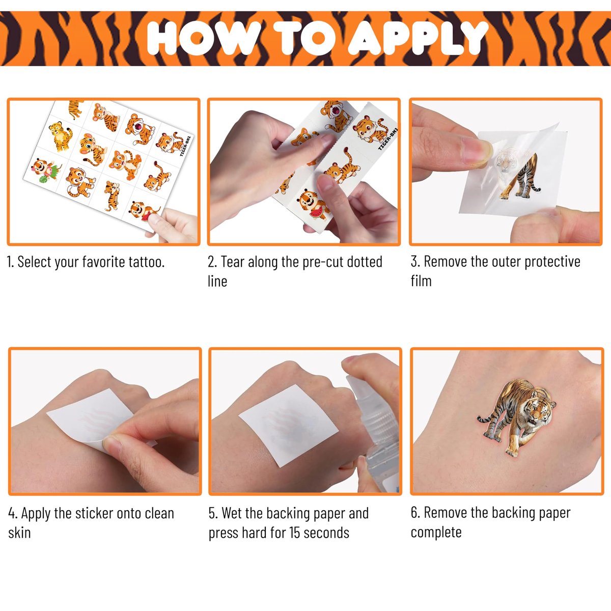 96PCS Tiger Temporary Tattoos for Kids – Jungle Animal Theme Birthday Party Favors, Cute Wild Cat Stickers for Boys Girls, Classroom Gifts, Prizes, and Rewards - görsel 13
