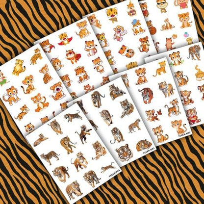 96PCS Tiger Temporary Tattoos for Kids – Jungle Animal Theme Birthday Party Favors, Cute Wild Cat Stickers for Boys Girls, Classroom Gifts, Prizes, and Rewards