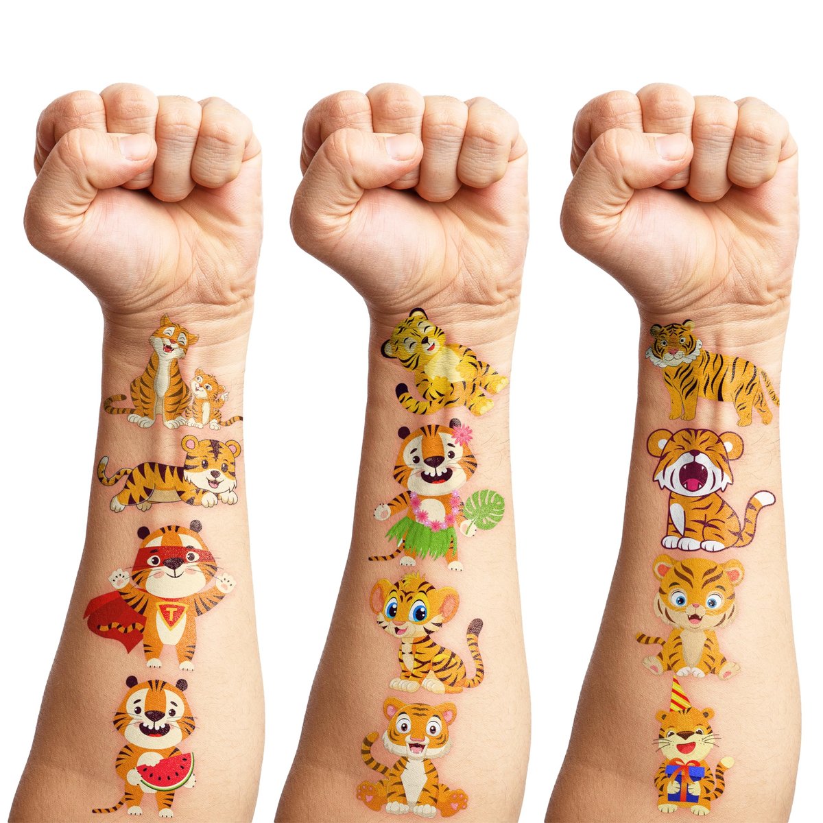 96PCS Tiger Temporary Tattoos for Kids – Jungle Animal Theme Birthday Party Favors, Cute Wild Cat Stickers for Boys Girls, Classroom Gifts, Prizes, and Rewards - görsel 17