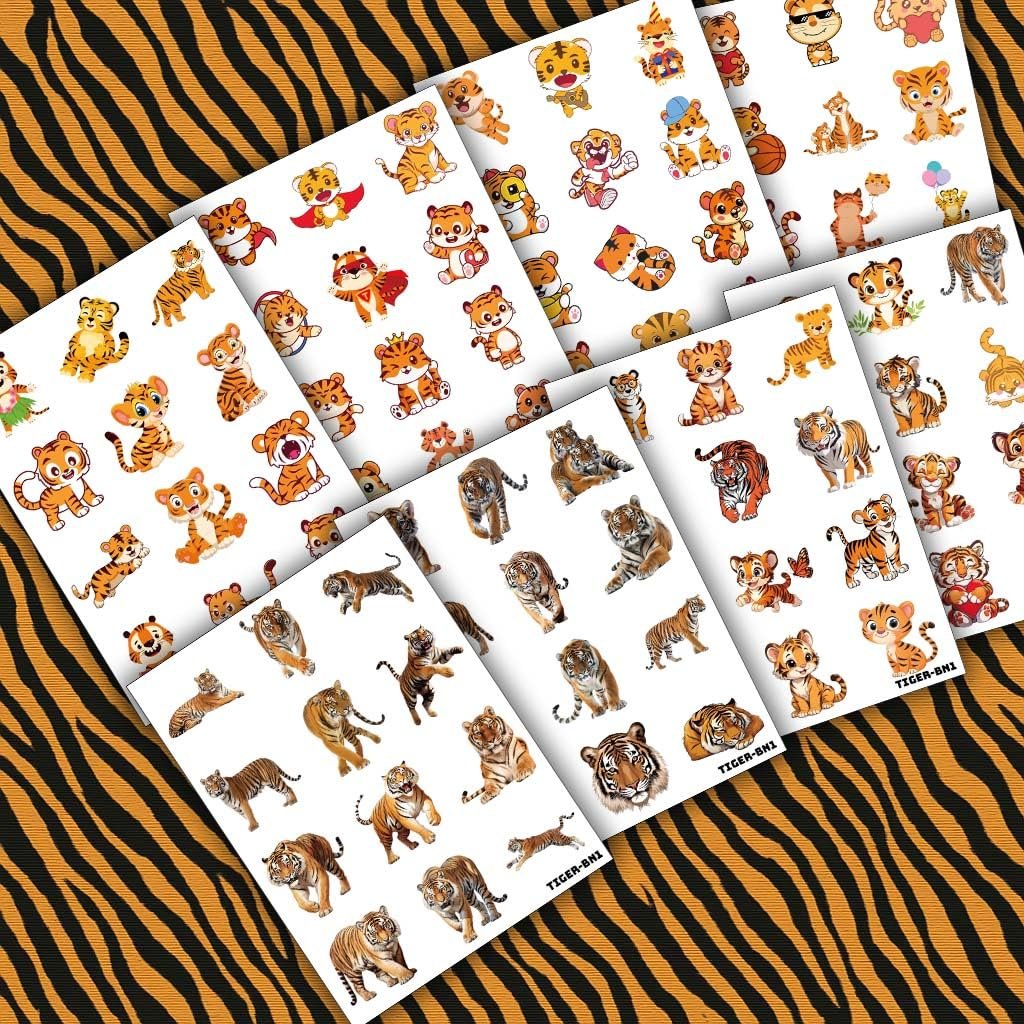 96PCS Tiger Temporary Tattoos for Kids – Jungle Animal Theme Birthday Party Favors, Cute Wild Cat Stickers for Boys Girls, Classroom Gifts, Prizes, and Rewards - görsel 15