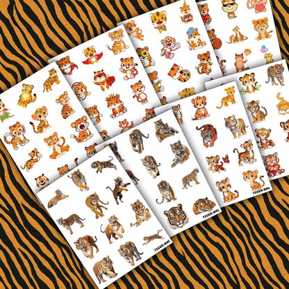 96PCS Tiger Temporary Tattoos for Kids – Jungle Animal Theme Birthday Party Favors, Cute Wild Cat Stickers for Boys Girls, Classroom Gifts, Prizes, and Rewards