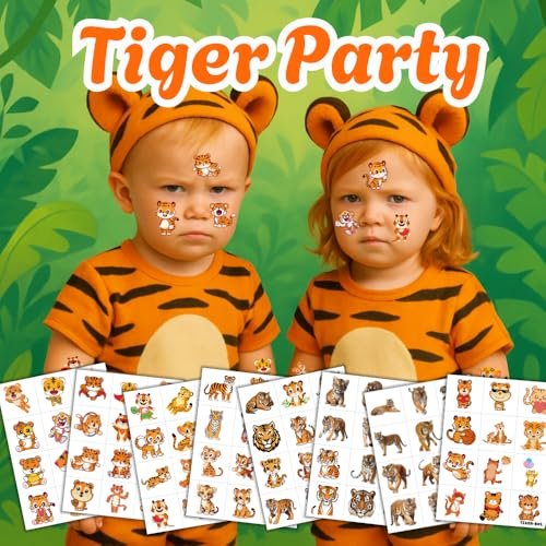 96PCS Tiger Temporary Tattoos for Kids – Jungle Animal Theme Birthday Party Favors, Cute Wild Cat Stickers for Boys Girls, Classroom Gifts, Prizes, and Rewards - görsel 12