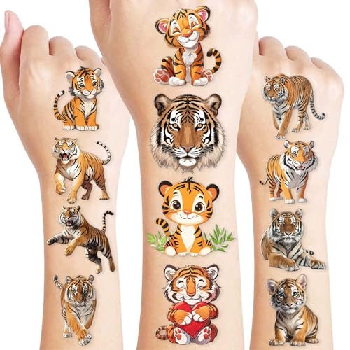 96PCS Tiger Temporary Tattoos for Kids – Jungle Animal Theme Birthday Party Favors, Cute Wild Cat Stickers for Boys Girls, Classroom Gifts, Prizes, and Rewards - görsel 2