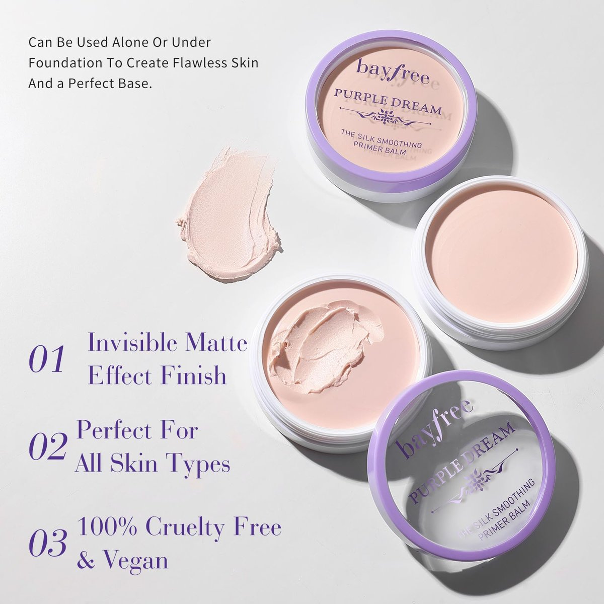 bayfree Silk Smoothing Primer Balm – Poreless Primer for Smooth & Flawless Skin, Long Lasting, Soft Texture, Matte Finish, Fills in Pores and Fine Lines (0.35 oz) - görsel 3