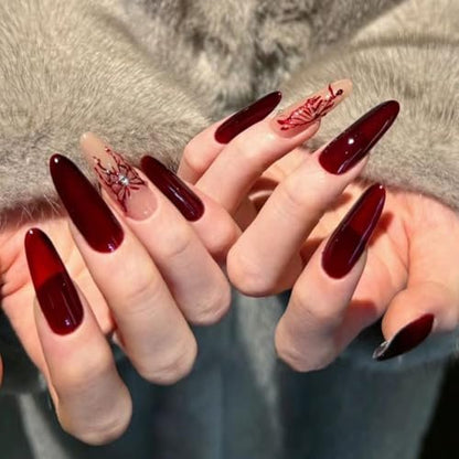 COSMOO Cherry Red Nail Polish - Quick Dry Nail Lacquer, 12ml (0.41 fl oz) for Vibrant Nail Art