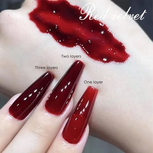 COSMOO Cherry Red Nail Polish - Quick Dry Nail Lacquer, 12ml (0.41 fl oz) for Vibrant Nail Art - görsel 4