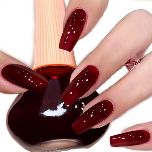 COSMOO Cherry Red Nail Polish - Quick Dry Nail Lacquer, 12ml (0.41 fl oz) for Vibrant Nail Art - görsel 2