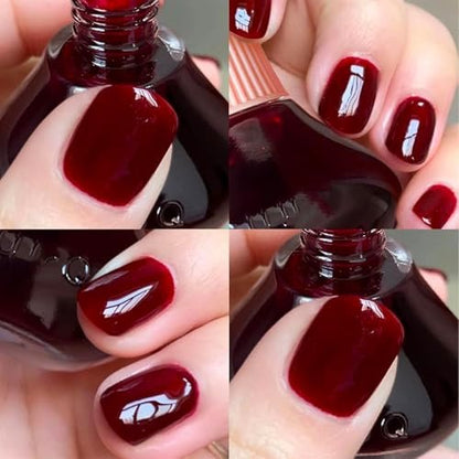 COSMOO Cherry Red Nail Polish - Quick Dry Nail Lacquer, 12ml (0.41 fl oz) for Vibrant Nail Art