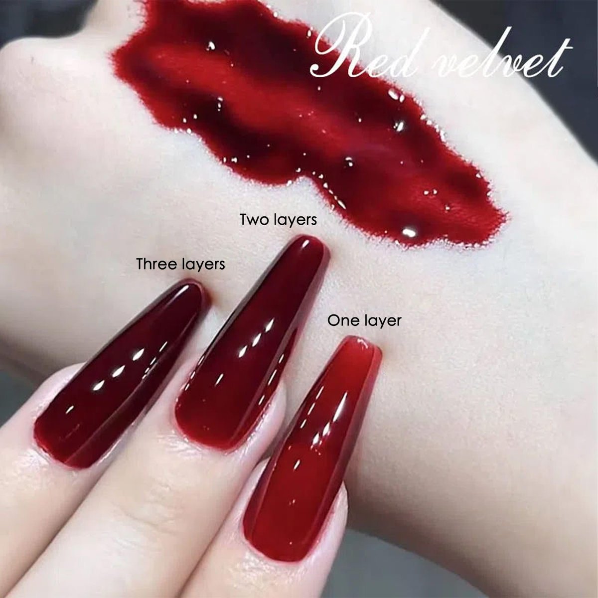 COSMOO Cherry Red Nail Polish - Quick Dry Nail Lacquer, 12ml (0.41 fl oz) for Vibrant Nail Art - görsel 3