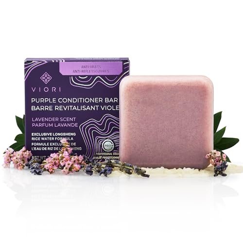 Viori Purple Conditioner Bar - Blonde Hair Toner with Longsheng Rice Water, Neutralizes Brassy Tones, 2.53 oz Avelisse