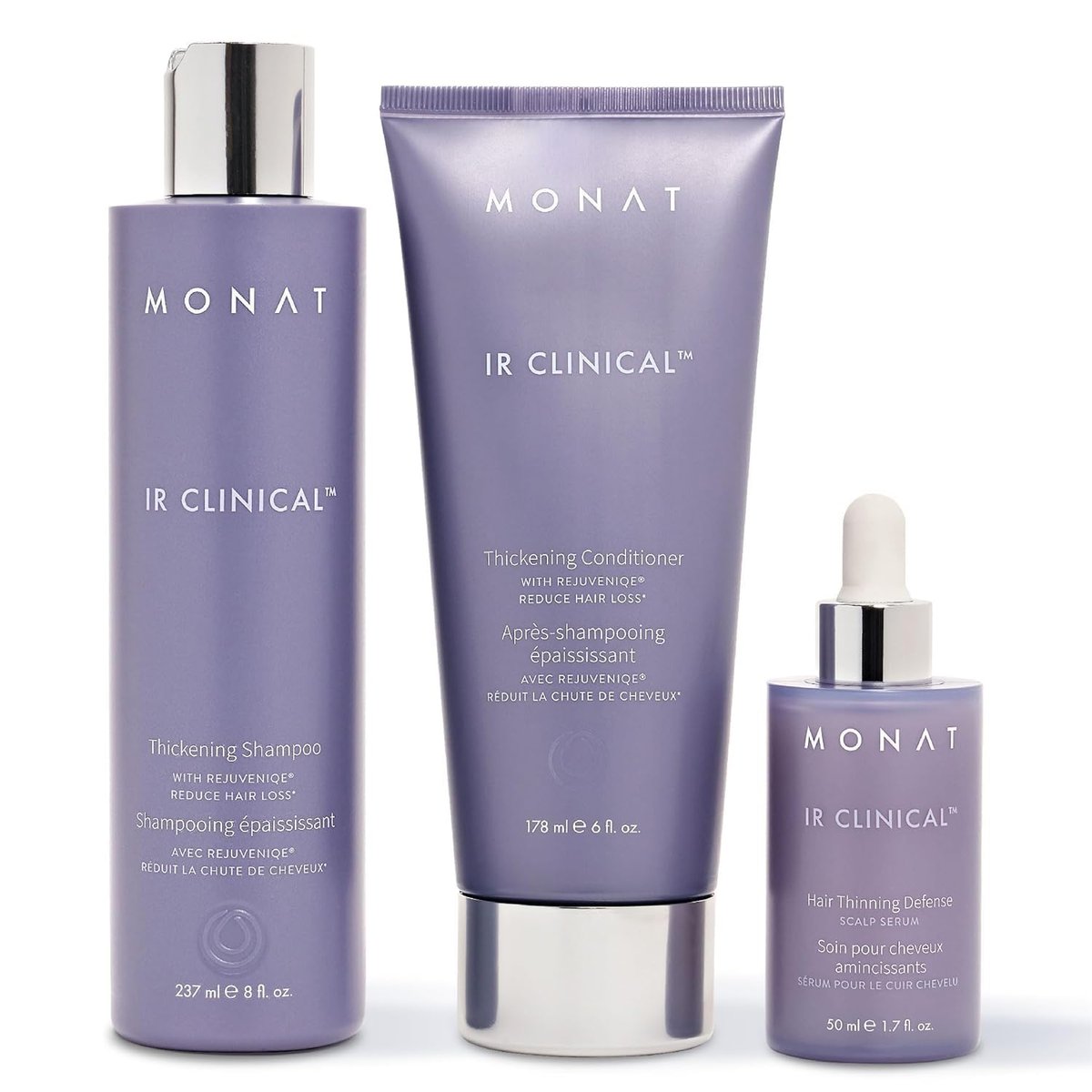 MONAT IR Clinical System – Complete Hair Care Restoration Kit with Thickening Shampoo, Conditioner & Thinning Defense Serum – Strengthens, Protects, & Revives Hair for Thicker, Fuller-Looking Results Avelisse