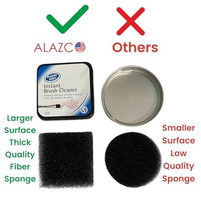ALAZCO Instant Brush Cleaner Sponge – No Water, No Drying Time, TSA Approved Makeup Brush Cleaner for Quick Color Switching