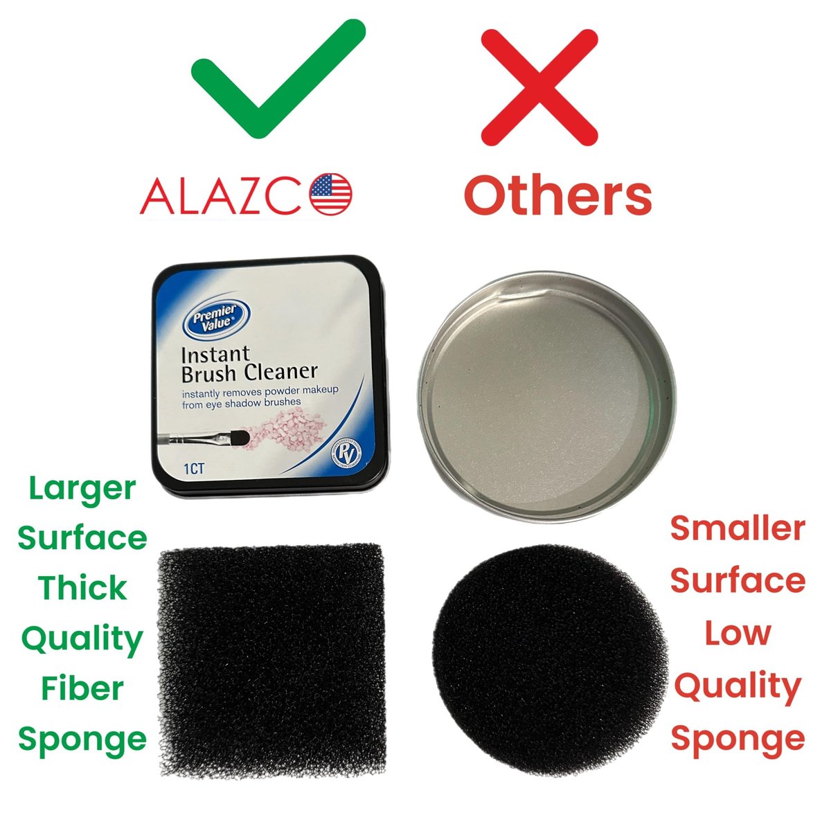 ALAZCO Instant Brush Cleaner Sponge – No Water, No Drying Time, TSA Approved Makeup Brush Cleaner for Quick Color Switching - görsel 7