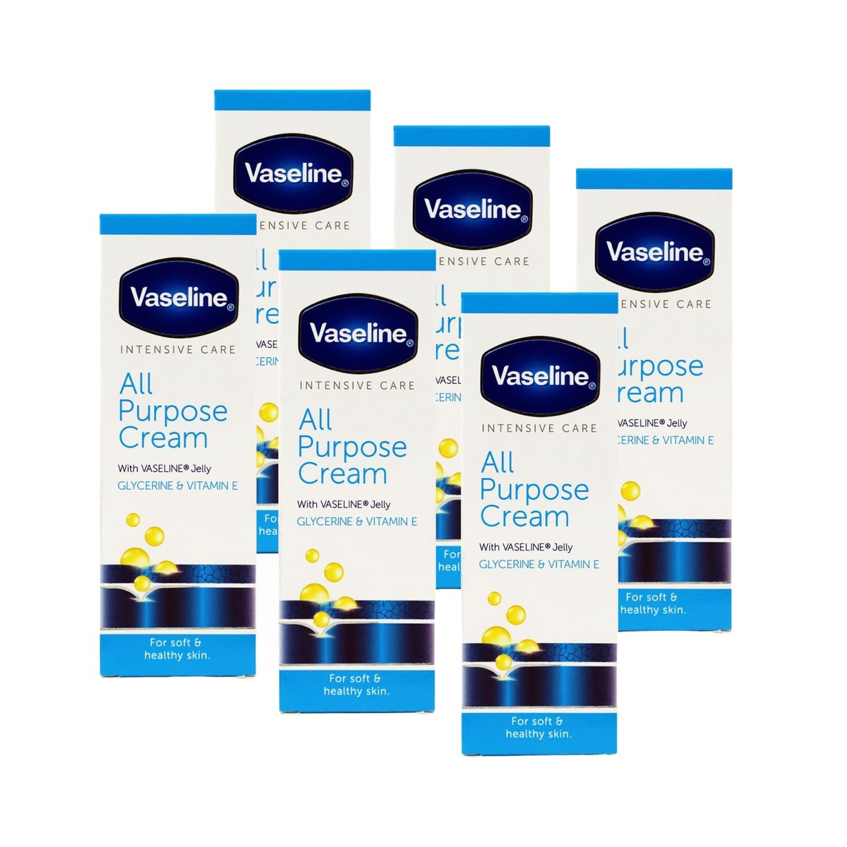 Vaseline Intensive Care All Purpose Cream for Rough, Cracked Skin Relief, 1.41 oz Tubes (Pack of 6) - görsel 1