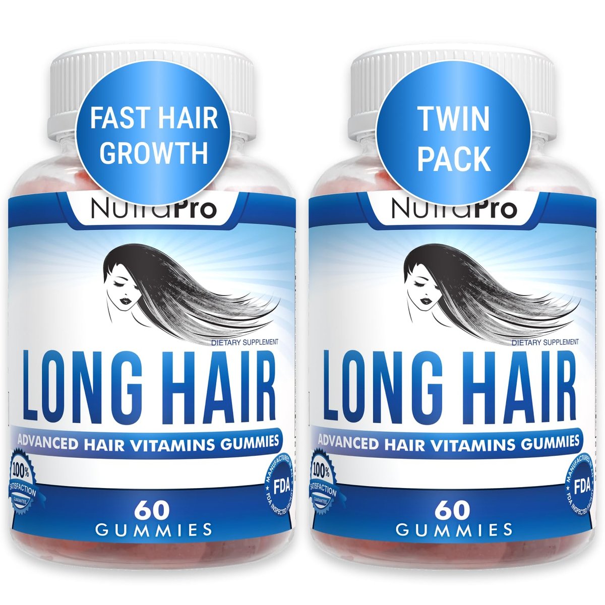 NutraPro Long Hair Gummies – Anti-Hair Loss Supplement for Faster Hair Growth of Weak, Thinning Hair – Grow Long Thick Hair with Biotin and 10 Hair Vitamins (60 Count, Pack of 2) - görsel 1