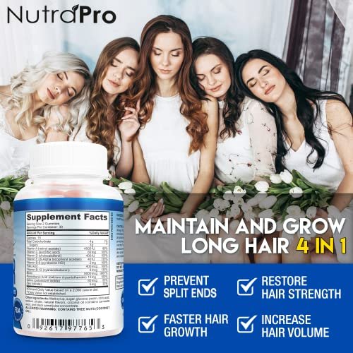 NutraPro Long Hair Gummies – Anti-Hair Loss Supplement for Faster Hair Growth of Weak, Thinning Hair – Grow Long Thick Hair with Biotin and 10 Hair Vitamins (60 Count, Pack of 2) - görsel 4