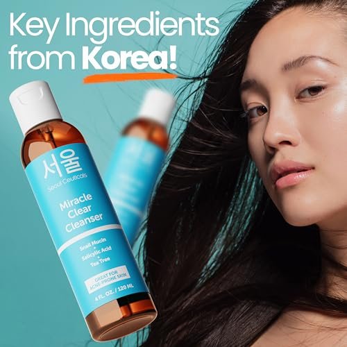 SeoulCeuticals Korean Acne Snail Cleanser Face Wash - Snail Mucin, Salicylic Acid & Tea Tree Acne Treatment for Sensitive Skin & K Beauty Glow 4oz Avelisse