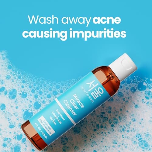 SeoulCeuticals Korean Acne Snail Cleanser Face Wash - Snail Mucin, Salicylic Acid & Tea Tree Acne Treatment for Sensitive Skin & K Beauty Glow 4oz Avelisse